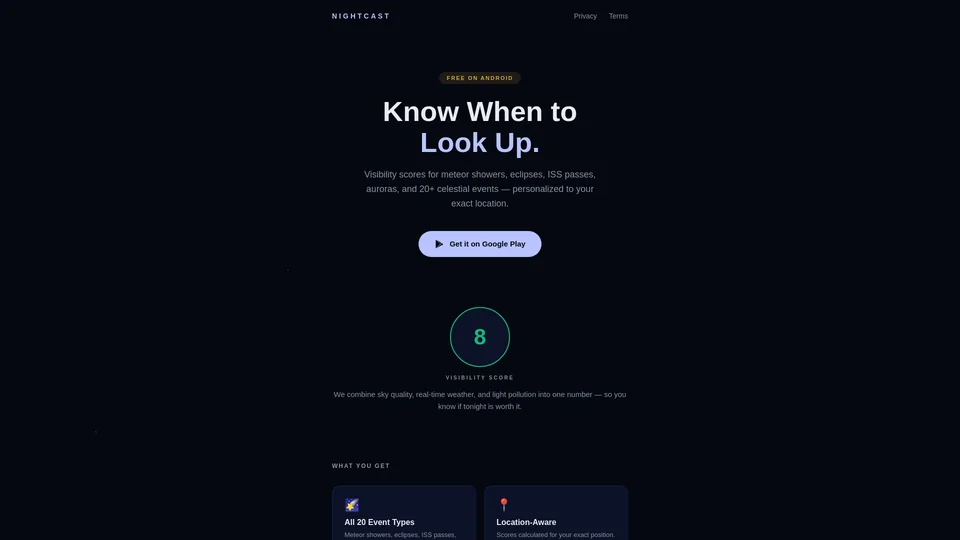 Homepage snapshot at launch