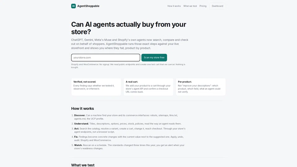 Homepage snapshot at launch