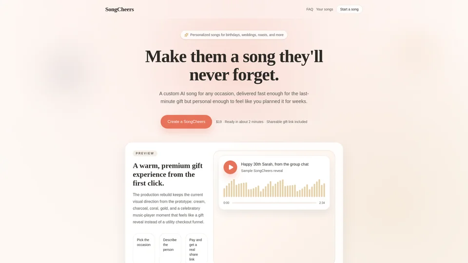 Homepage snapshot at launch