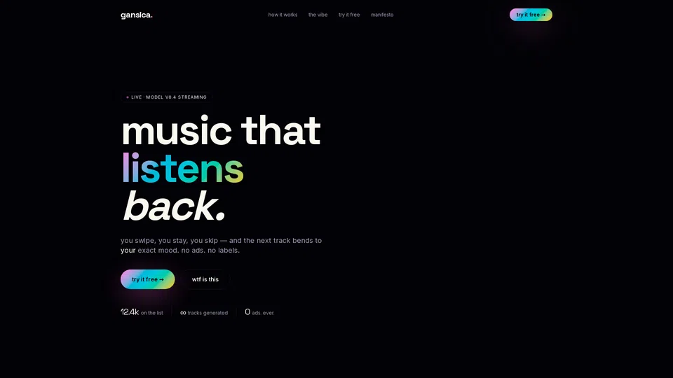 Homepage snapshot at launch