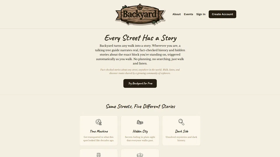Homepage snapshot at launch