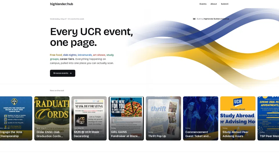 Homepage snapshot at launch