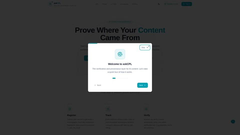 Homepage snapshot at launch