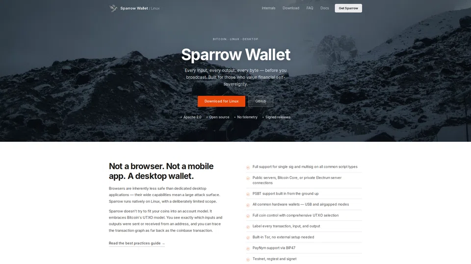 Homepage snapshot at launch