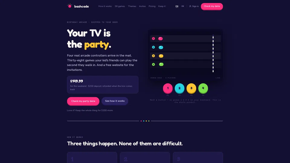 Homepage snapshot at launch