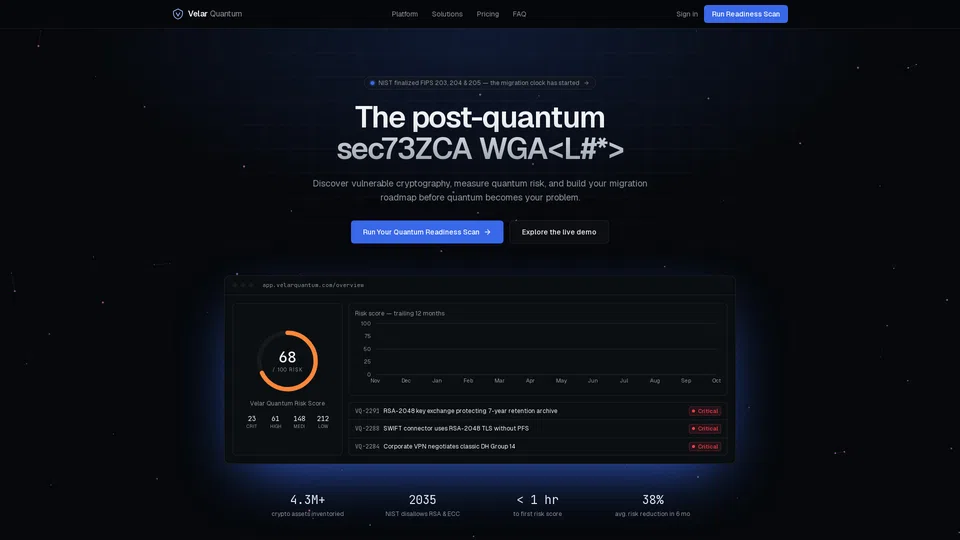 Homepage snapshot at launch