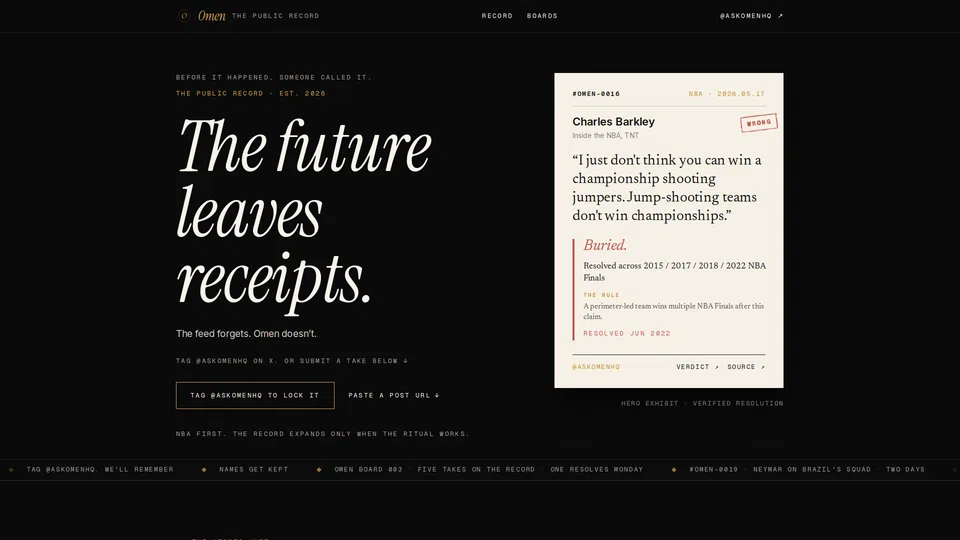 Homepage snapshot at launch