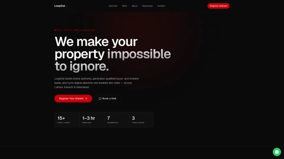Homepage snapshot at launch
