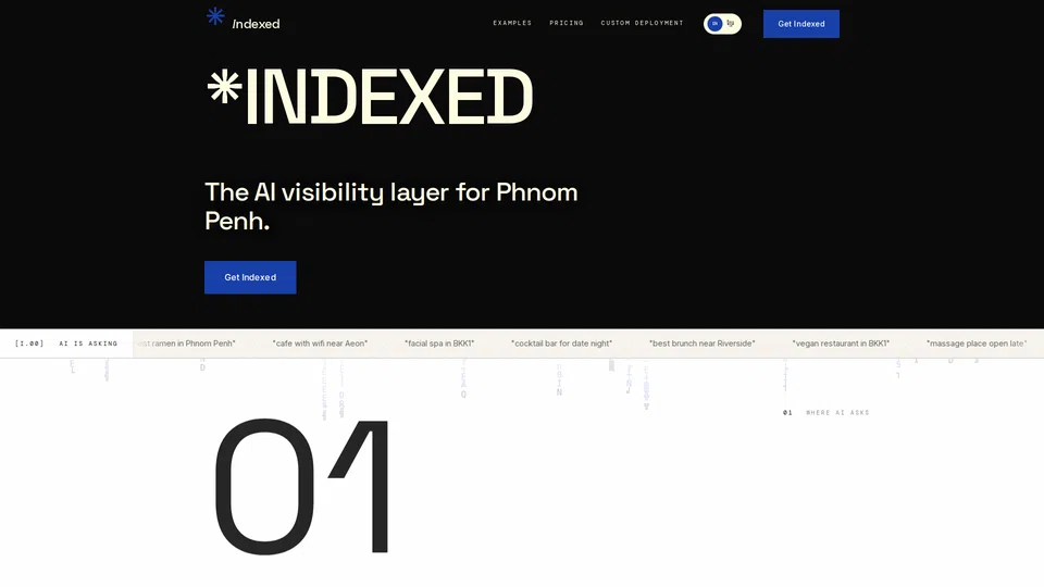 Homepage snapshot at launch