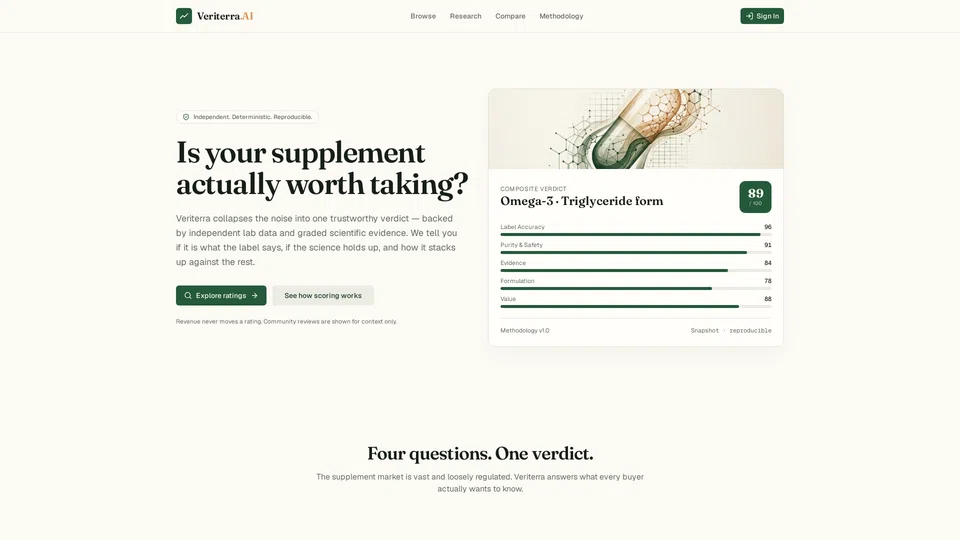 Homepage snapshot at launch