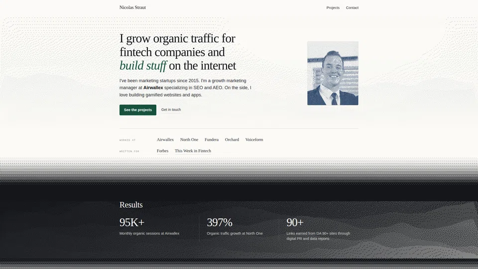 Homepage snapshot at launch