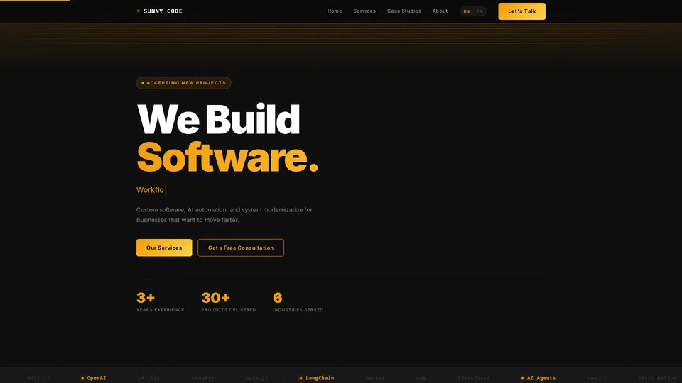 Homepage snapshot at launch