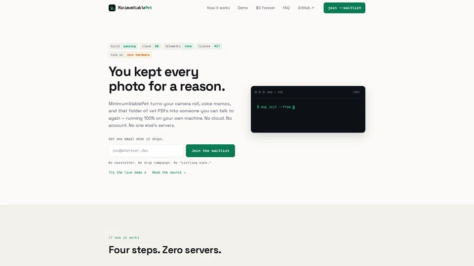 Homepage snapshot at launch