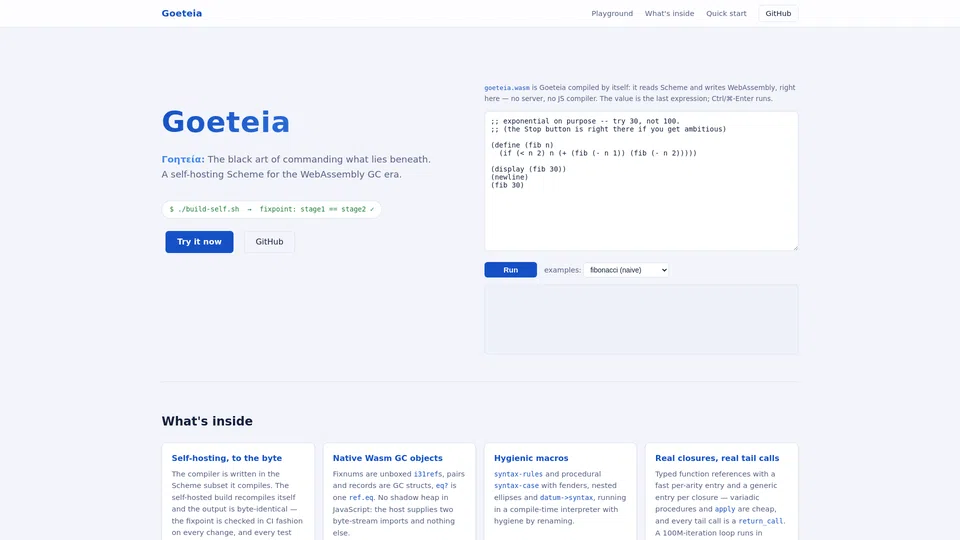 Homepage snapshot at launch