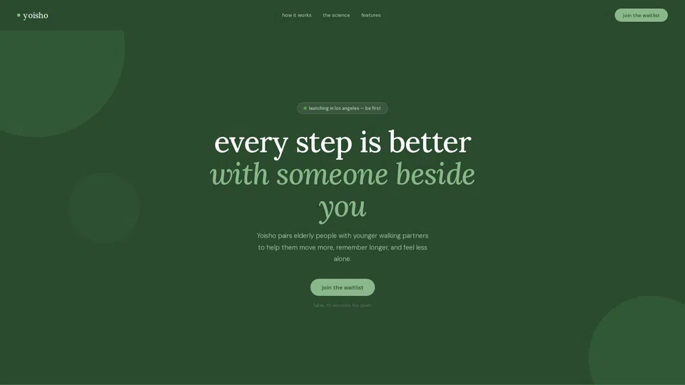 Homepage snapshot at launch