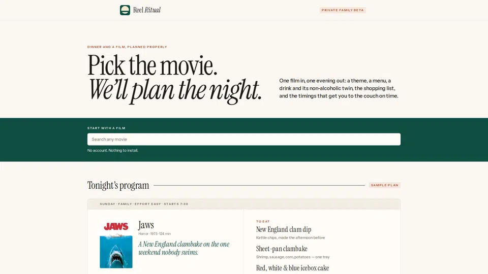 Homepage snapshot at launch