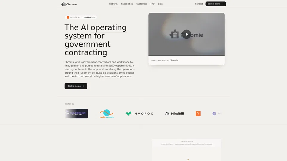 Homepage snapshot at launch