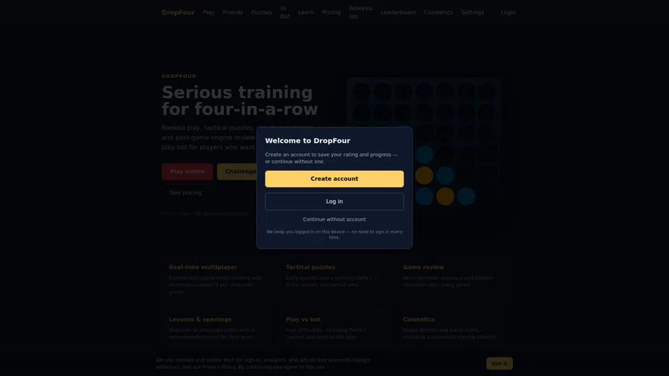 Homepage snapshot at launch