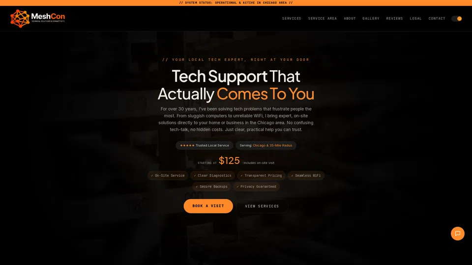 Homepage snapshot at launch
