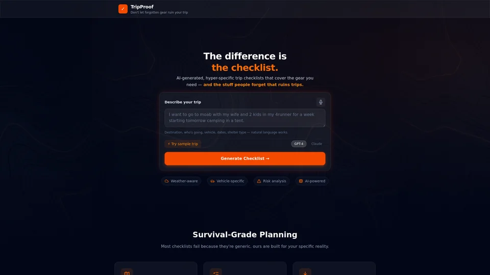 Homepage snapshot at launch