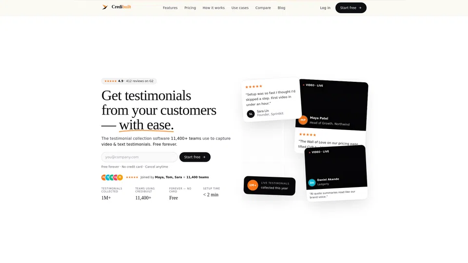 Homepage snapshot at launch