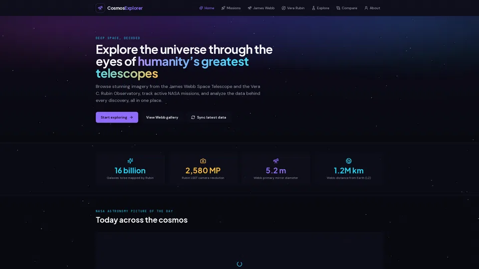 Homepage snapshot at launch