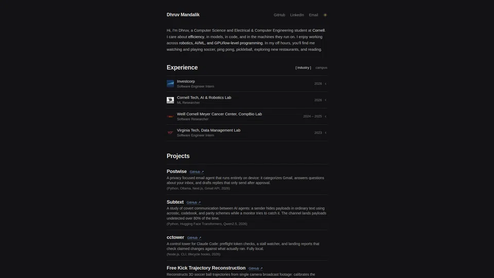 Homepage snapshot at launch