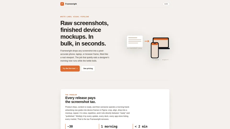 Homepage snapshot at launch
