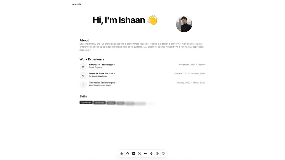 Homepage snapshot at launch