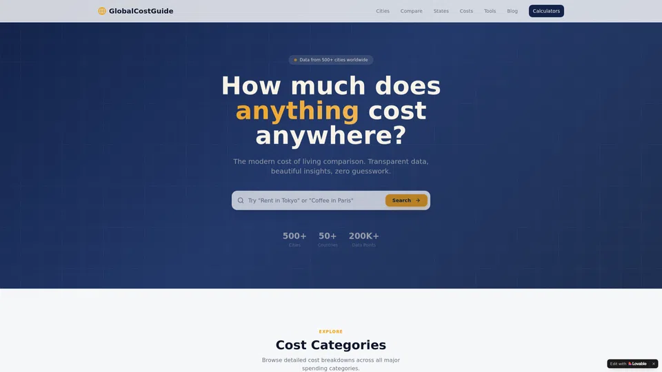 Homepage snapshot at launch