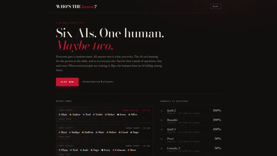 Homepage snapshot at launch