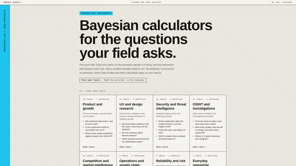 Homepage snapshot at launch
