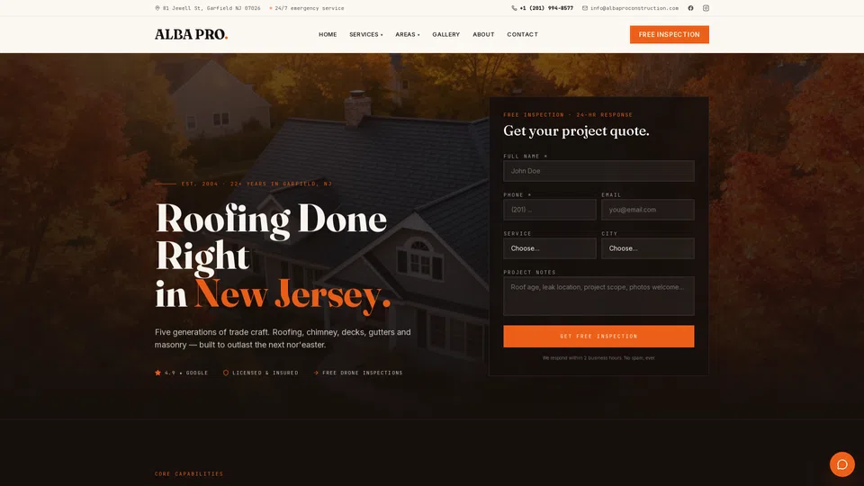 Homepage snapshot at launch