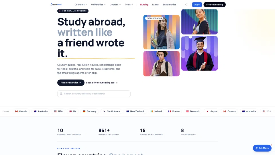 Homepage snapshot at launch