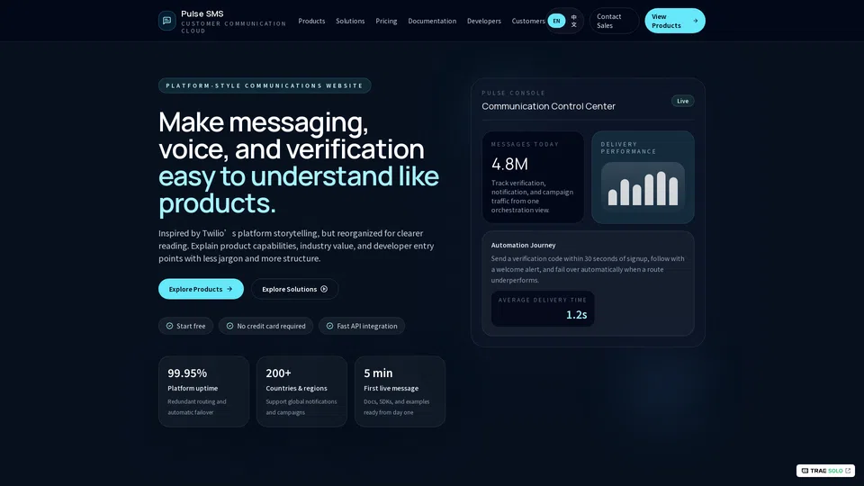 Homepage snapshot at launch