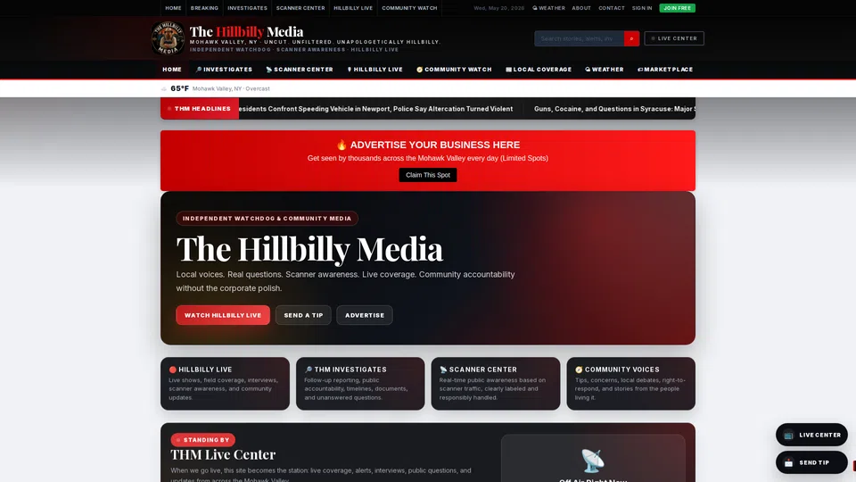 Homepage snapshot at launch