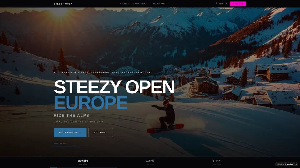 Homepage snapshot at launch