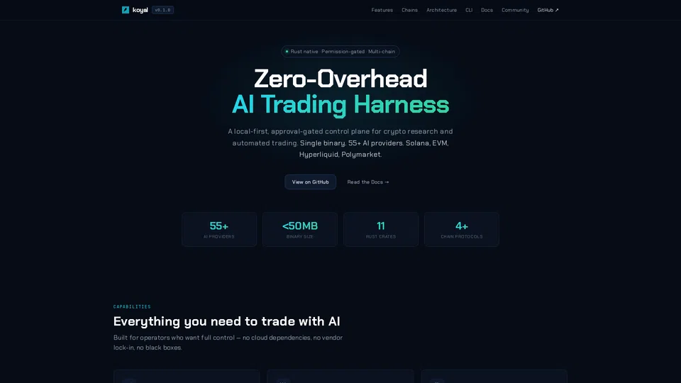 Homepage snapshot at launch