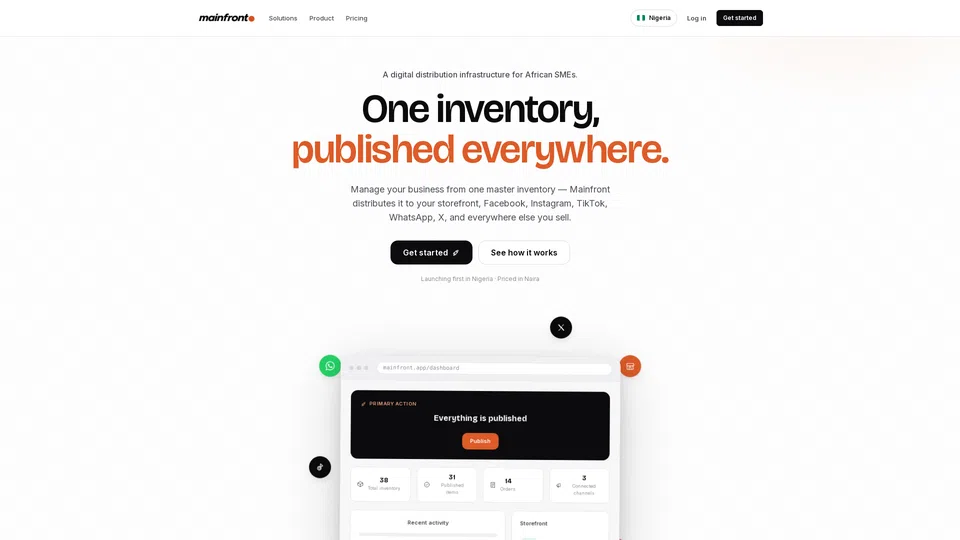Homepage snapshot at launch