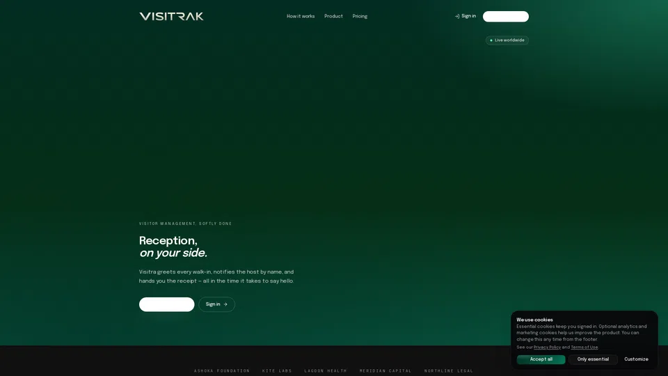 Homepage snapshot at launch