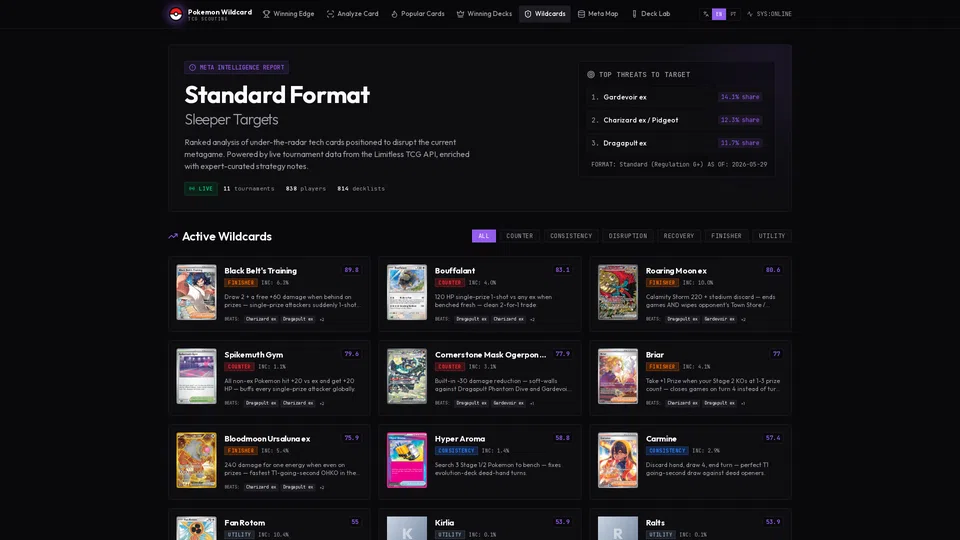 Homepage snapshot at launch