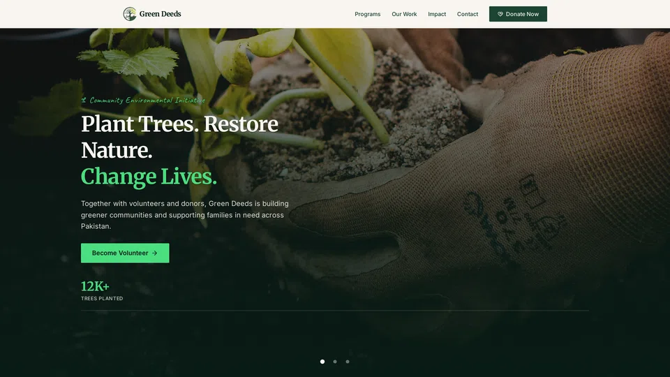 Homepage snapshot at launch