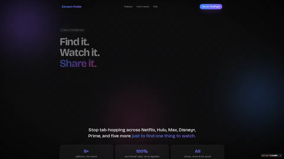 Homepage snapshot at launch