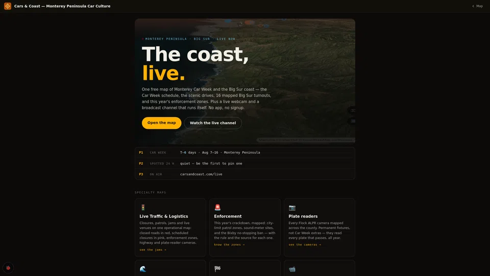 Homepage snapshot at launch