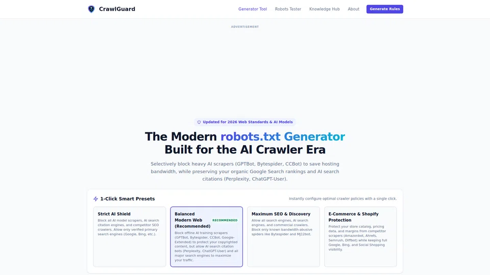 Homepage snapshot at launch