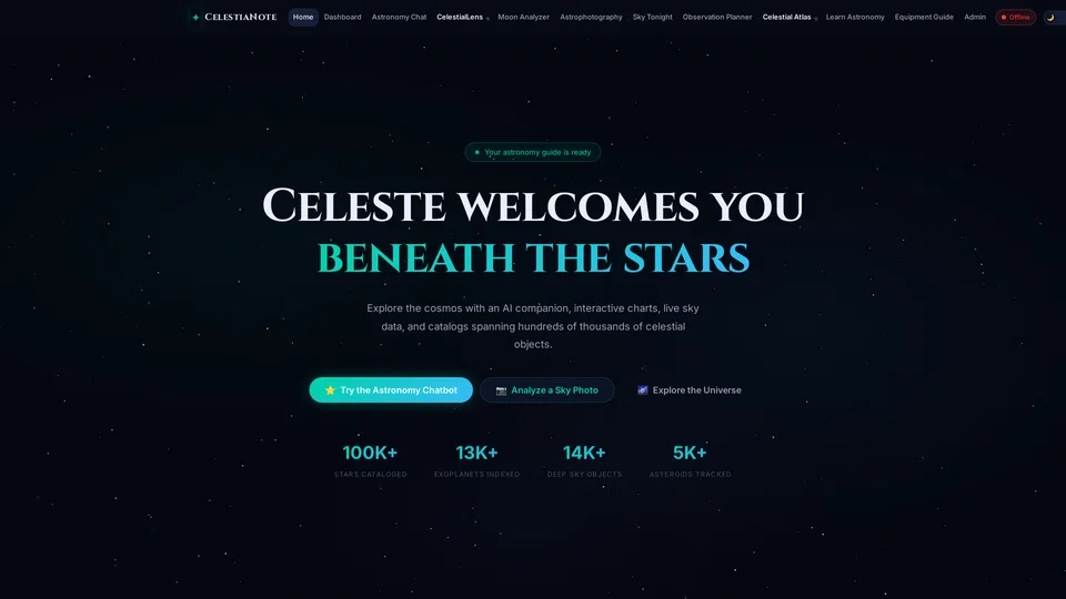 Homepage snapshot at launch