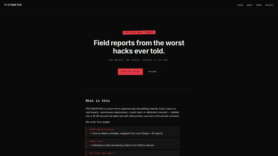 Homepage snapshot at launch