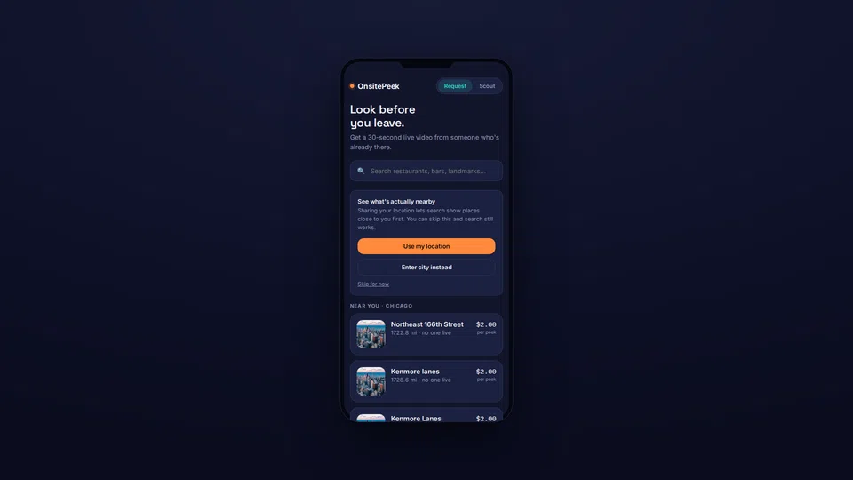Homepage snapshot at launch