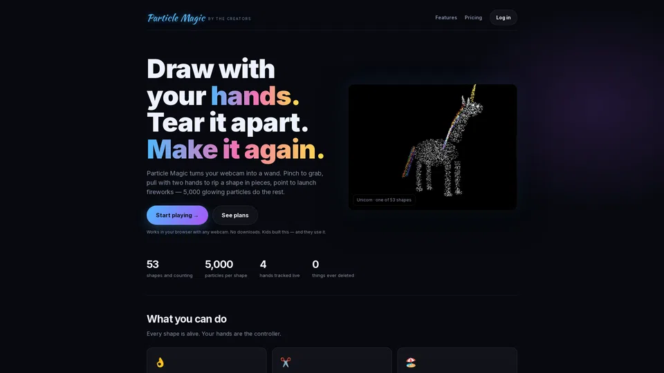 Homepage snapshot at launch