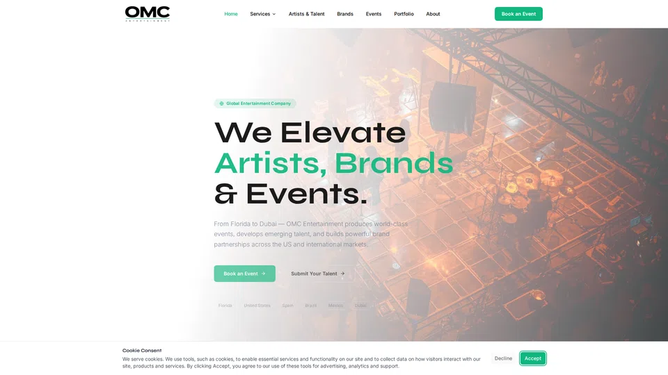 Homepage snapshot at launch